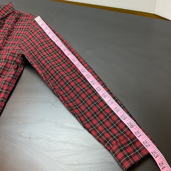 Lauren Ralph Lauren Red Black Plaid Button Front Ruffle Shirt Sz PS 90’s Vtg - Picture 11 of 12